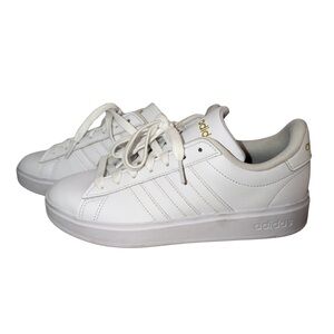 Adidas Women's Grand Court 2.0 White and Gold Sneakers